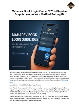 Mahadev Book Login Guide 2025 – Step-by-Step Access to Your Verified Betting ID