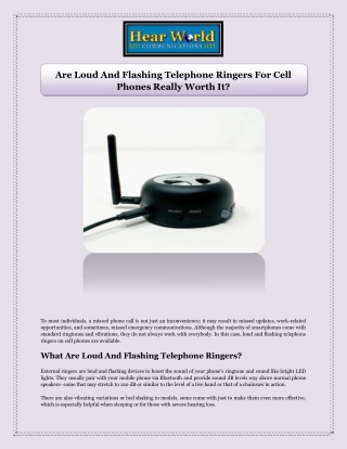 Are Loud And Flashing Telephone Ringers For Cell Phones Really Worth It