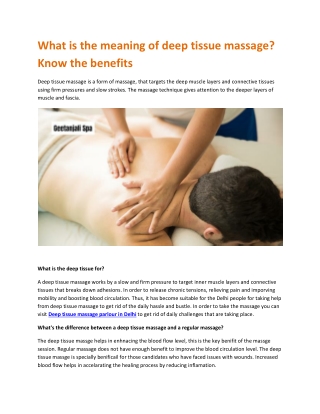 What is the meaning of deep tissue massage Know the benefits