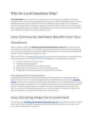 Who Do Local Donations Help
