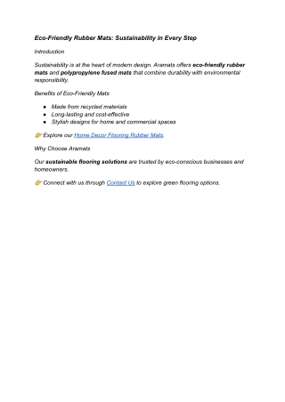 Eco-Friendly Rubber Mats Sustainability in Every Step