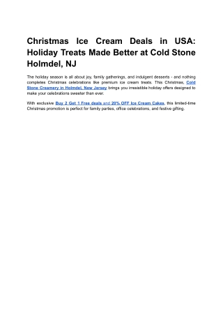 Christmas Ice Cream Deals in USA_ Holiday Treats Made Better at Cold Stone Holmdel, NJ