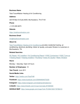 Total Trans4Mation Heating & Air Conditioning