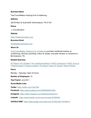 Total Trans4Mation Heating and Air Conditioning