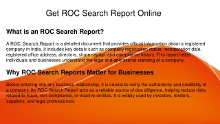 Get ROC Search Report Online