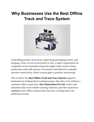 Why Businesses Use the Best Offline Track and Trace System