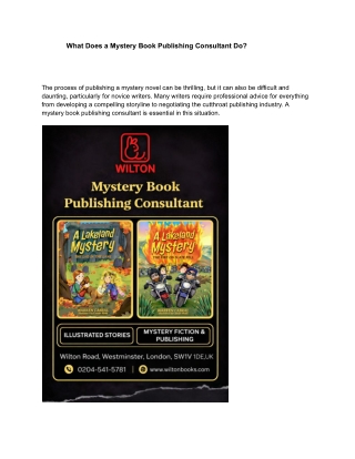 What Does a Mystery Book Publishing Consultant Do?