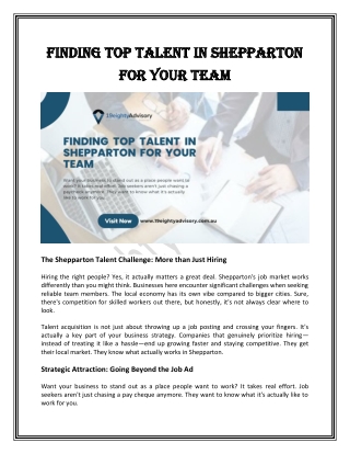 Finding Top Talent In Shepparton For Your Team