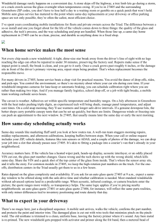 Reliable 27405 Auto Glass Replacement at Home: Same-Day Appointments