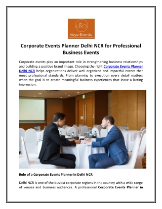 Corporate Events Planner Delhi NCR for Professional Business Events