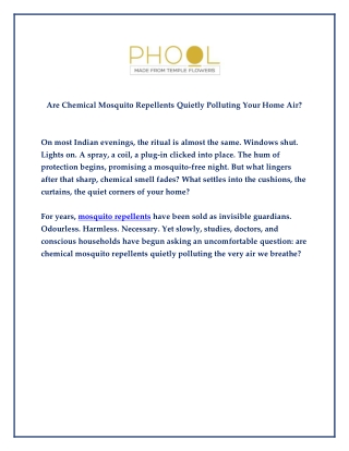Are Chemical Mosquito Repellents Quietly Polluting Your Home Air