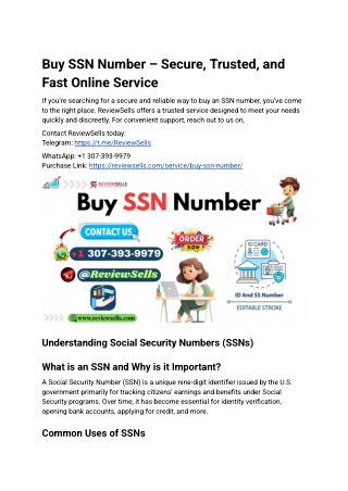 Buy SSN Number Online – Secure & Trusted Service 2025