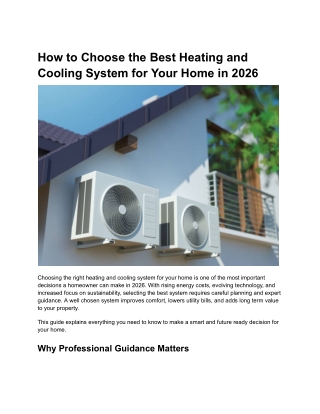 How to Choose the Best Heating and Cooling System for Your Home in 2026