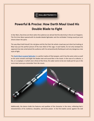 Powerful & Precise: How Darth Maul Used His Double Blade to Fight
