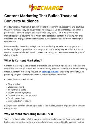 Content Marketing That Builds Trust and Converts Audience.