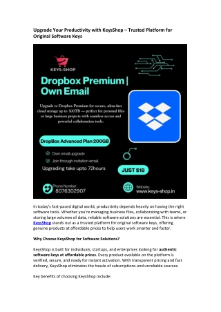 Upgrade Your Productivity with KeysShop – Trusted Platform for Original Software Keys