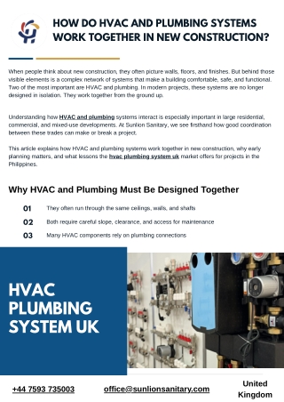 How Do HVAC and Plumbing Systems Work Together in New Construction