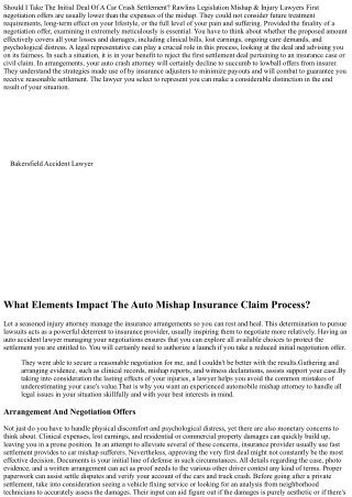 Should You Approve The Very First Insurance Policy Deal After An Auto Accident?