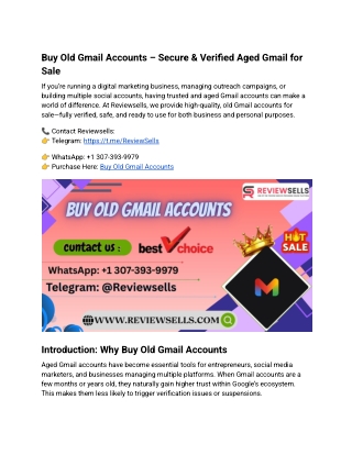 Buy Old Gmail Accounts – Secure & Verified Aged Gmail for Sale