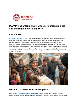 MAYMAR Charitable Trust_ Empowering Communities and Building a Better Bangalore