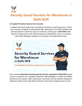 Security Guard Services for Warehouse in Delhi NCR