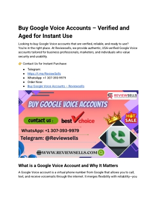 Buy Google Voice Accounts – Verified and Aged for Instant Use