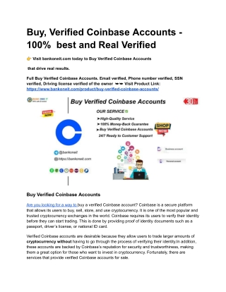 Buy, Verified Coinbase Accounts - 100%  best and Real Verified