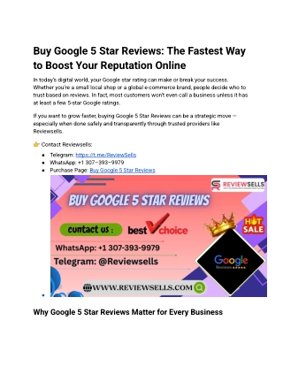Buy Google 5 Star Reviews_ The Fastest Way to Boost Your Reputation Online