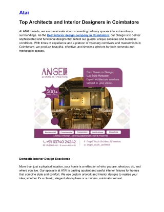 Top Architects and Interior Designers in Coimbatore