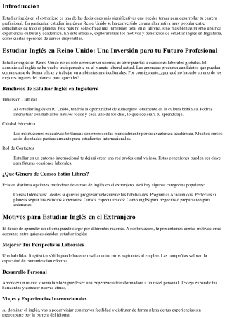 Estudiar Inglés en Reino Unido: Una Inversión para tu Futuro Profesional