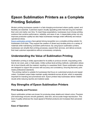 Epson Sublimation Printers