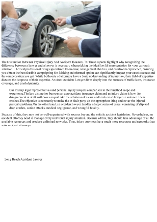 Auto Accident Lawyer Vs Injury Lawyer: What's The Distinction?