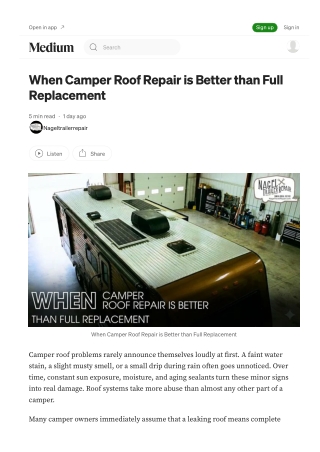 Choosing Camper Roof Repair in Michigan Over Replacement
