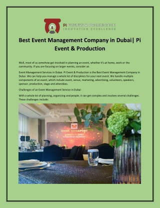 Best Event Management Company in Dubai-Pi Event & Production