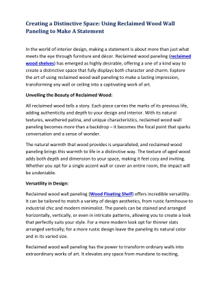 Creating a Distinctive Space Using Reclaimed Wood Wall Paneling to Make A Statement