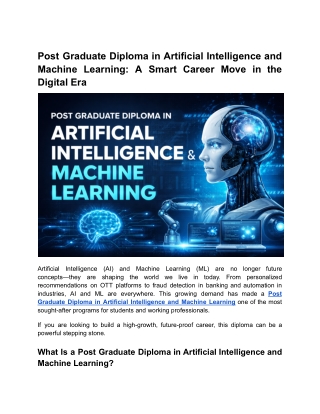 Post Graduate Diploma in Artificial Intelligence and Machine Learning