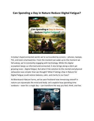 Can Spending a Day in Nature Reduce Digital Fatigue?