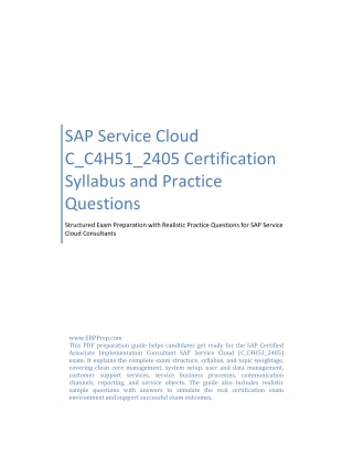 SAP Service Cloud C_C4H51_2405 Certification Syllabus and Practice Questions