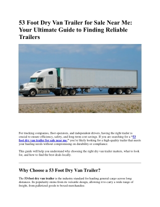 53 Foot Dry Van Trailer for Sale Near Me