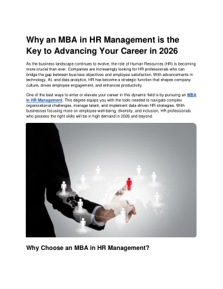 Why an MBA in HR Management is the Key to Advancing Your Career in 2026