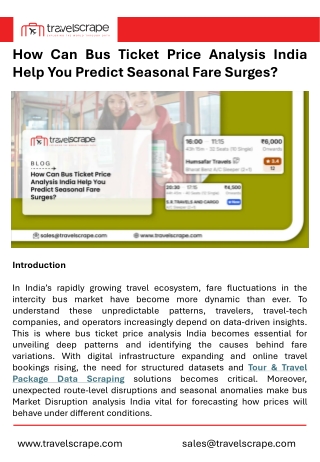 Bus Ticket Price Analysis India to Predict Seasonal Fare Surges