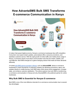 How AdvantaSMS Bulk SMS Transforms E-commerce Communication in Kenya