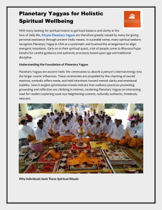 Planetary Yagyas for Holistic Spiritual Wellbeing