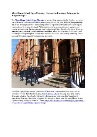 More House School Open Day