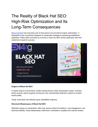The Reality of Black Hat SEO_ High-Risk Optimization and Its Long-Term Consequences