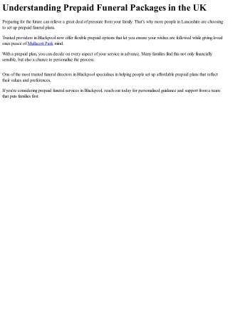 Blackpool Funeral Directors Offering Green Options