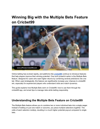 Winning Big with the Multiple Bets Feature on Cricbet99 (2)