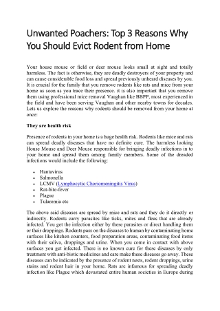 Unwanted Poachers Top 3 Reasons Why You Should Evict Rodent from Home