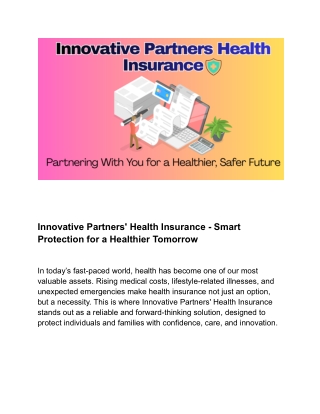 Innovative Partners Health  Insurance