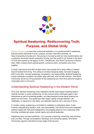Spiritual Awakening_ Rediscovering Truth, Purpose, and Global Unity